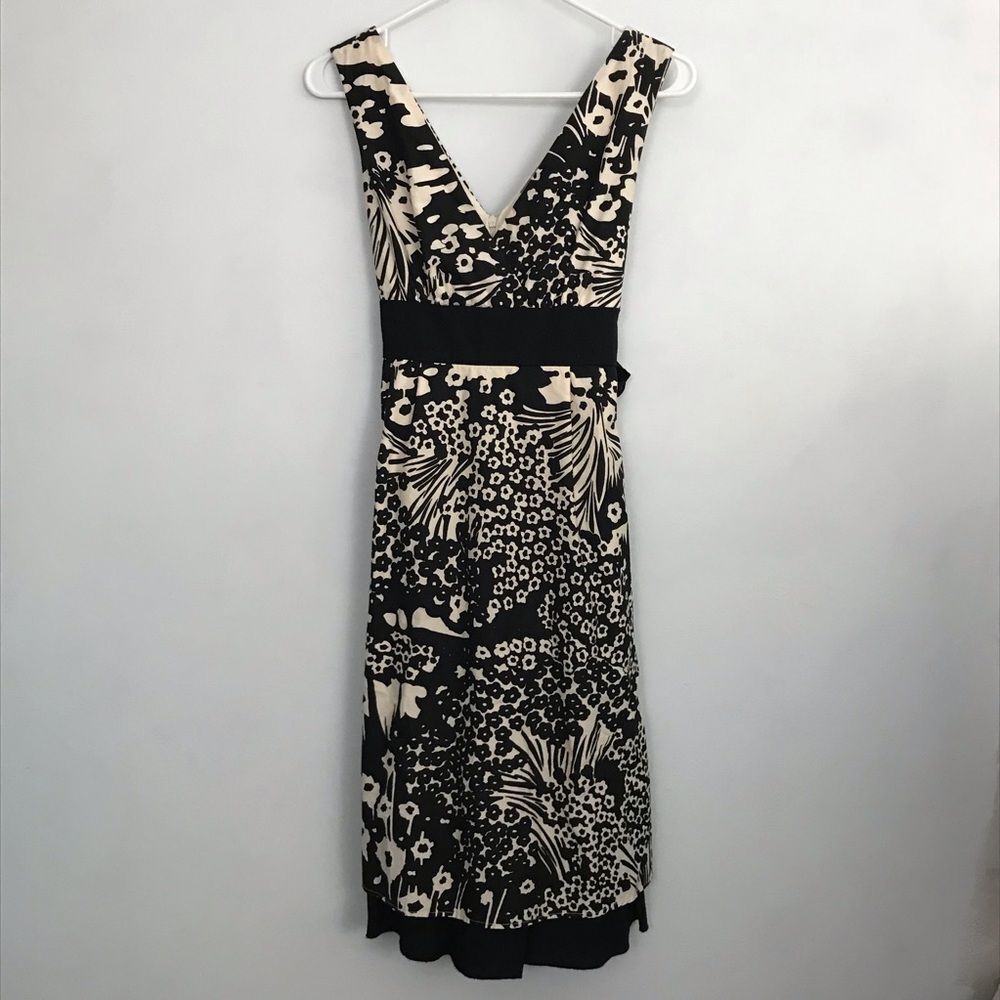 Vintage dELiA*s Sz 5/6 Black and White Floral Midi Sleevless Dress